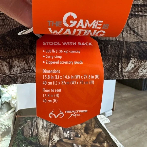 New Realtree Youth Portable Chair Stool With Back Camo Camouflage Folding Chair - Picture 5 of 10